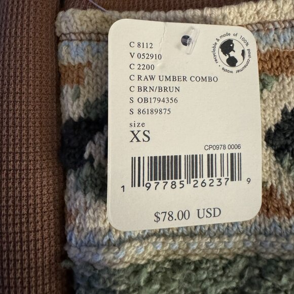 We The Free All Too Well Cuff Turtleneck Top in Raw Umber Combo XS NWT - Picture 12 of 12